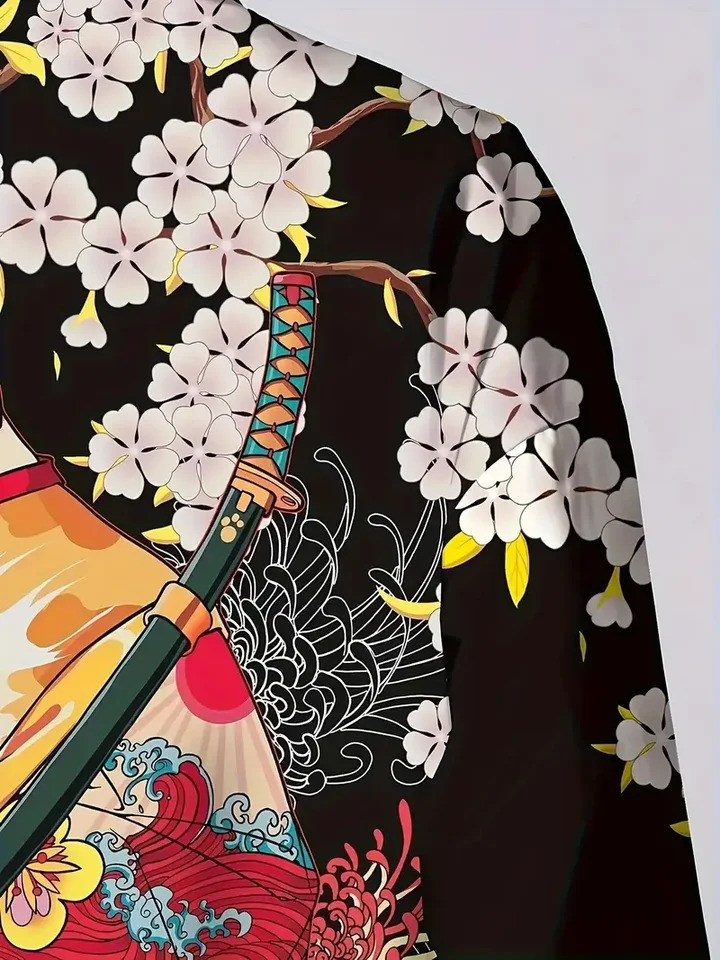 Flower Cat 3D Graphic Print Mens Spring Summer Shirt Japanese Kimono Retro Casual Cardigan Top Creative Gift for Man 250804