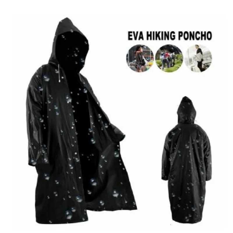 High Quality 1PC 145*68CM EVA Unisex Raincoat Thickened Waterproof Rain Coat Women Men Black Camping Waterproof Rainwear Suit Y250814