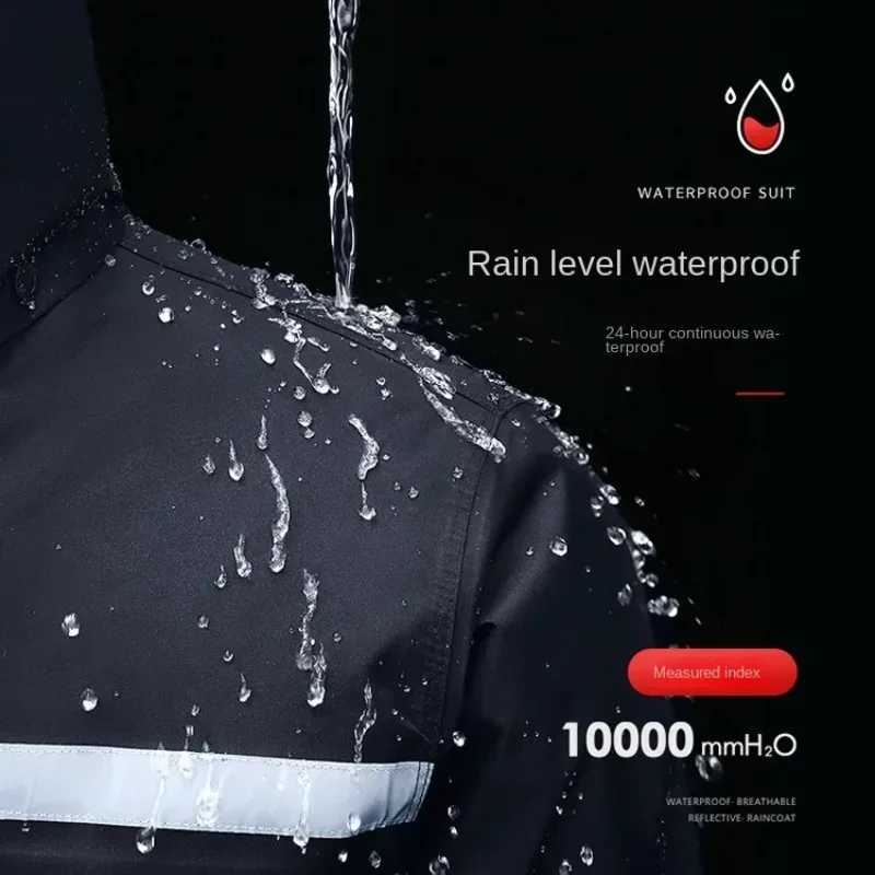 Raincoat and Rain Pants Set Adult Reflective Poncho Electric Car Takeaway Waterproof Motorcycle Raincoat Y250814