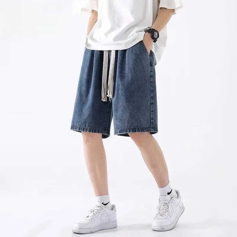 Men Loose Fit Denim Shorts Male Summer Fashion New Casual Straight Leg Five Quarter Pants High Street Wide Leg Baggy Pants Y250814