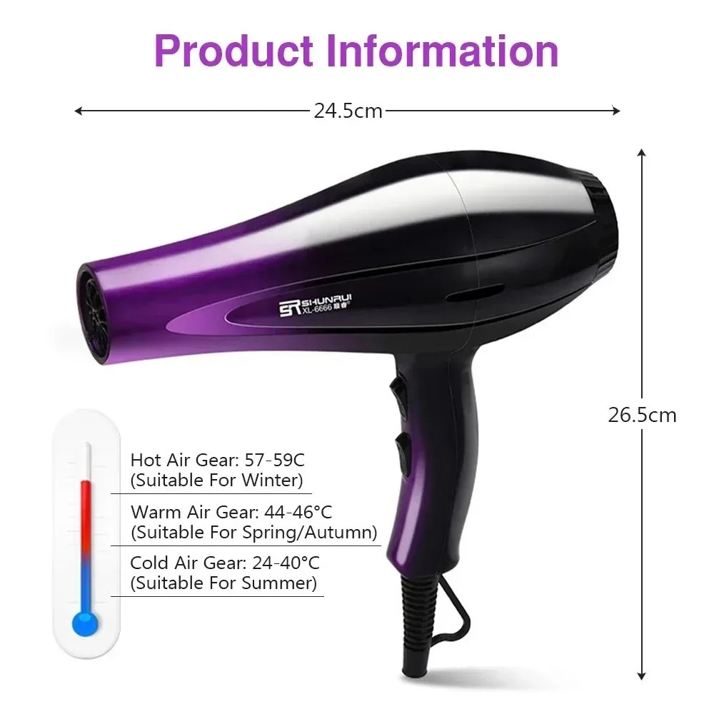 HighPower Ionic Hair Dryer Fast Heating and Cold 9 Gears Adjustment Home Professional Hairdryer Blow with Accessories 250811