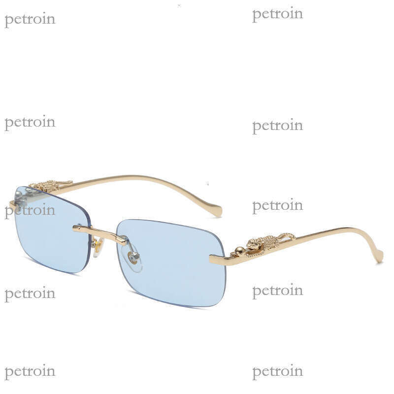 Colorful Leopard Head Decorative Square Frameless Personalized Fashion Sunglasses Anti-UV Glasses