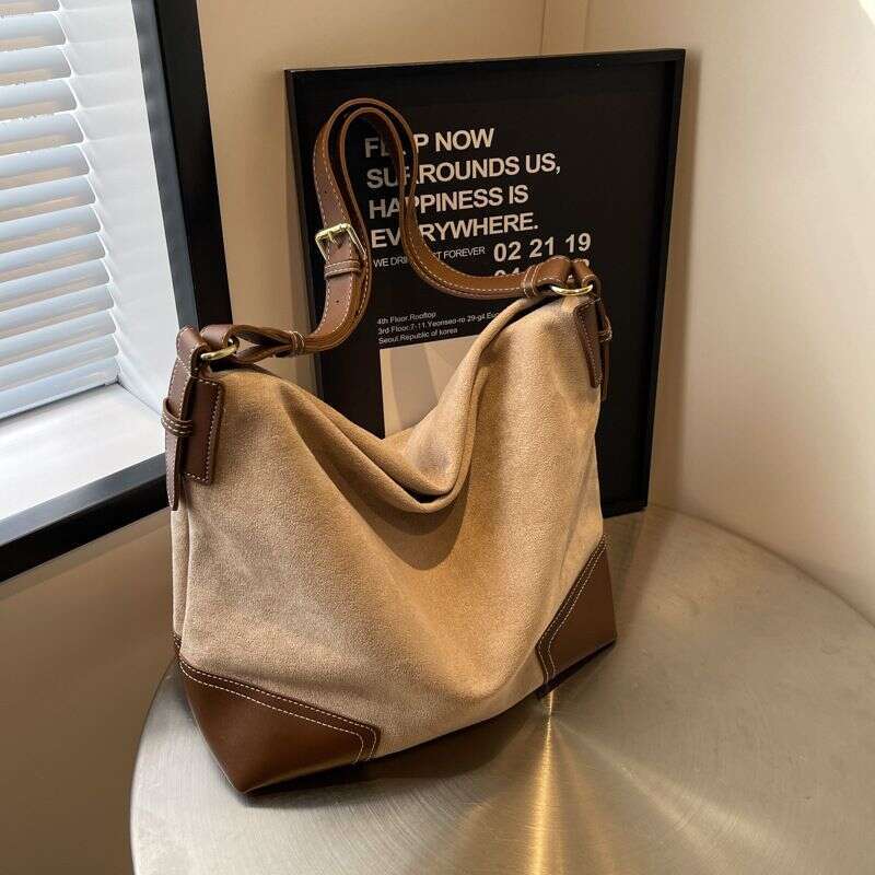 Women's Tote Premium Suede Shoulder Large Capacity Commuter Bucket Bag