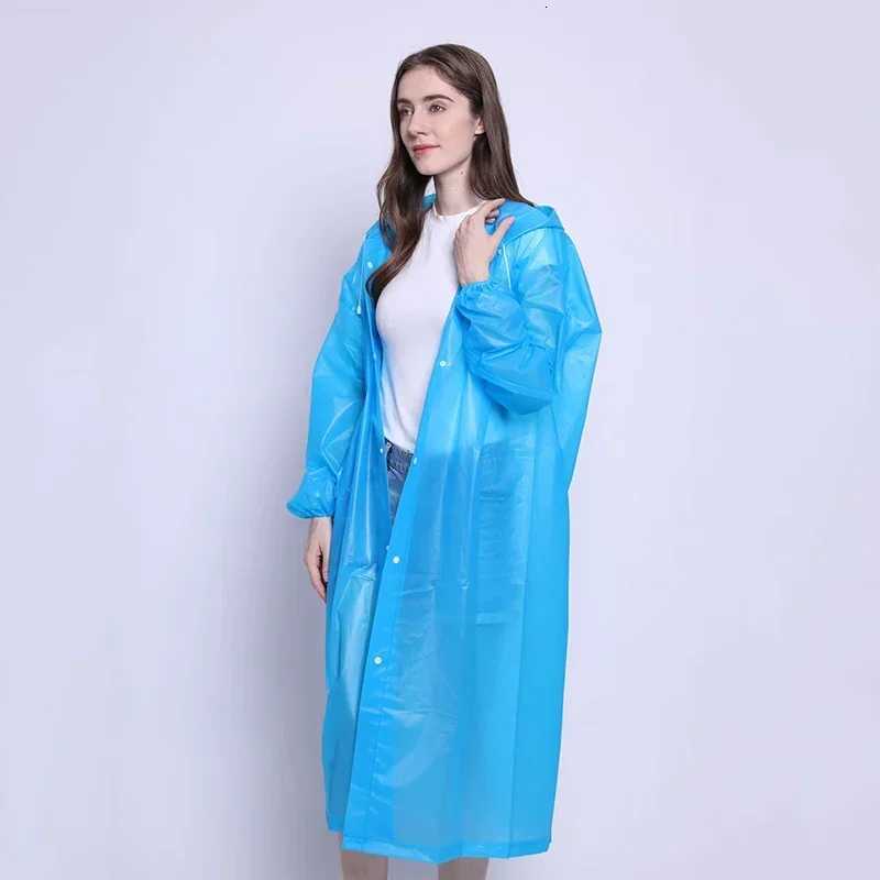 1PC 2025 Women Man Raincoat Adult Clear Transparent Camping Rainwear SuitThickened Waterproof Rain Poncho Coat Y250814