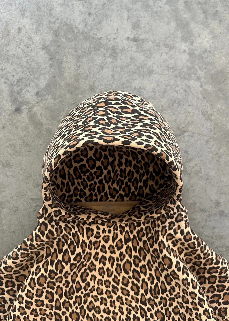 Y2K pullover hooded sweatshirt retro street Harajuku casual leopard print mens and womens punk hiphop oversized 250814