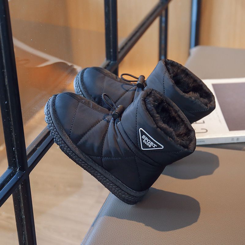 Winter Kids Snow Boots Thick Fur Morden Sewing Elastic Band Children Kidsnest Youth Boots Flat Black Brown Non-slip Warm Boys Girls Toddler Boots Shoe