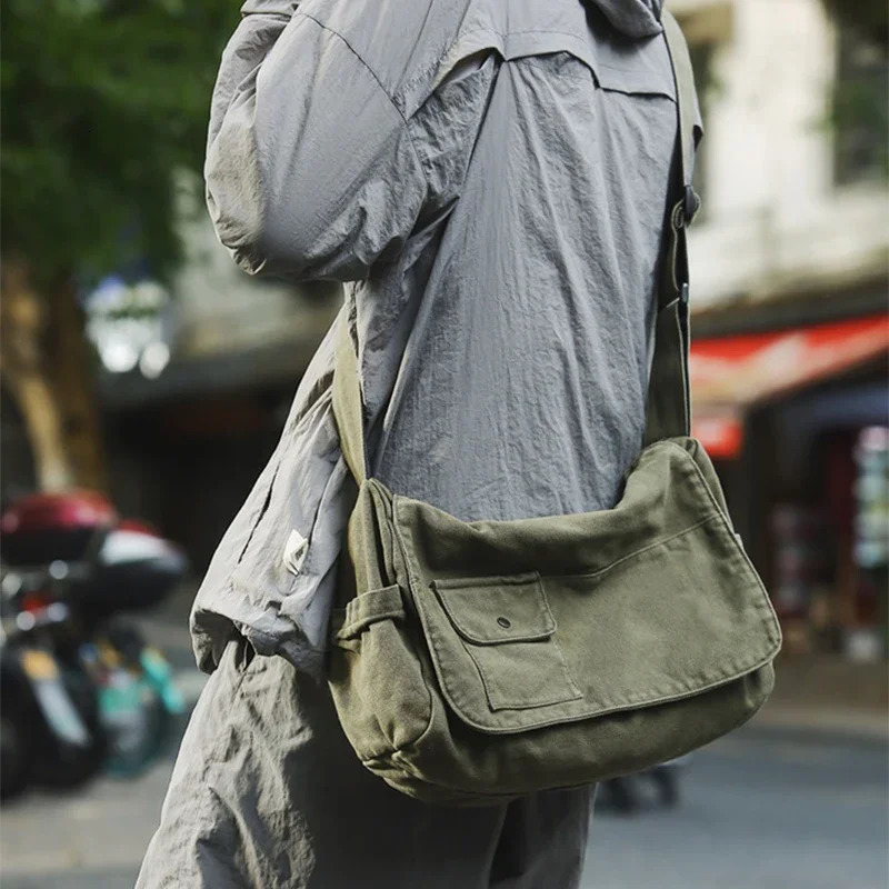 Japanese Messenger Bag Fashionable Simple Versatile Large-capacity Tote Bag Retro Canvas Messenger Bag Unisex Sports Travel Bag 250809