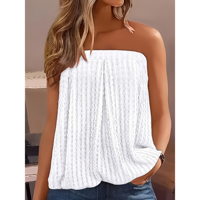 Women's Off-Shoulder Striped Tank Top - Breathable Design, Casual Chic for Spring, Summer, and Autumn, Machine Washable, Seasonal Fashion, Qualit