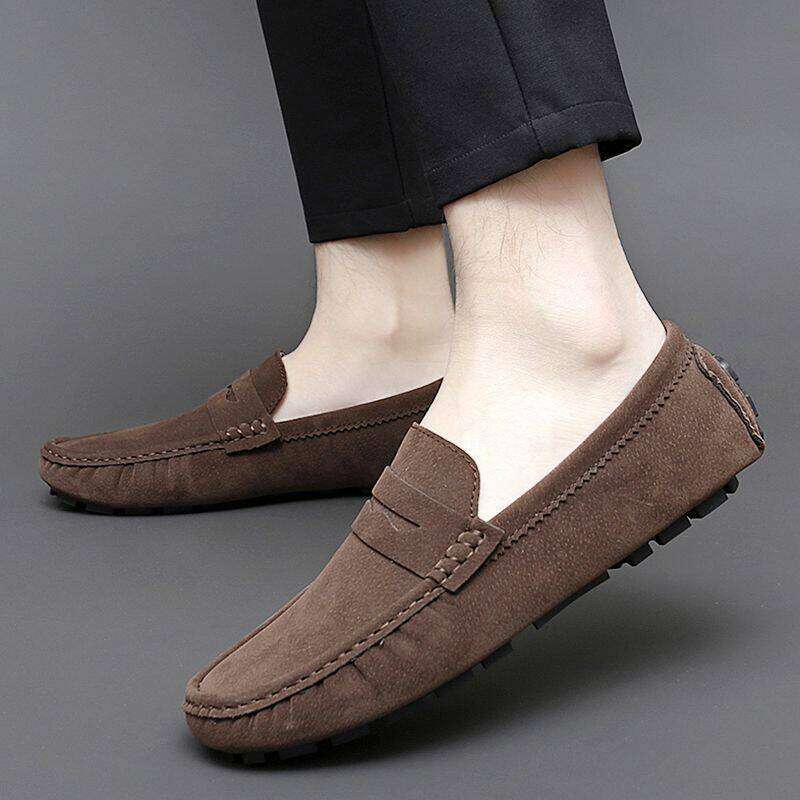 Loafers Men Handmade Leather Blue Casual Driving Flats Slip-On Boat Plus Size 47 48 Lazy Shoes