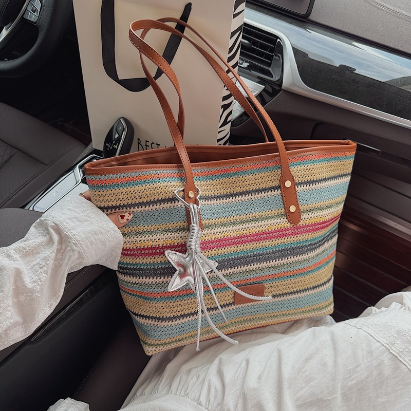 New Women's Beach Bag Free Shipping Designer Fashion Letter Shoulder Bag Handbag Large Capacity Luxury Leisure Vacation Handmade Woven Bag