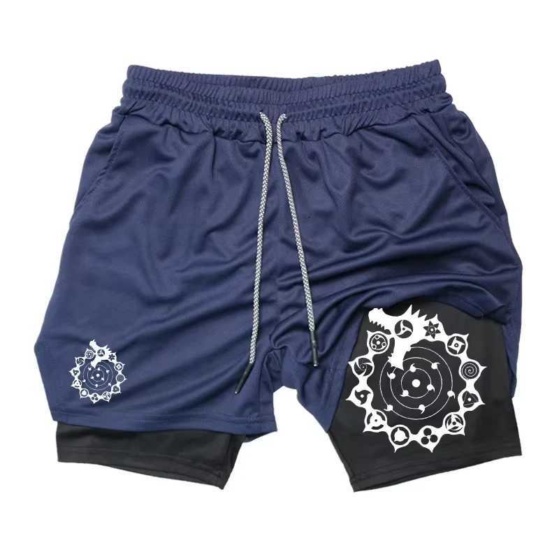 Pantalones cortos 2 en 1 con estampado de dragn para hombre pantalones cortos para gimnasio entrenamiento correr workout shorts Y250814
