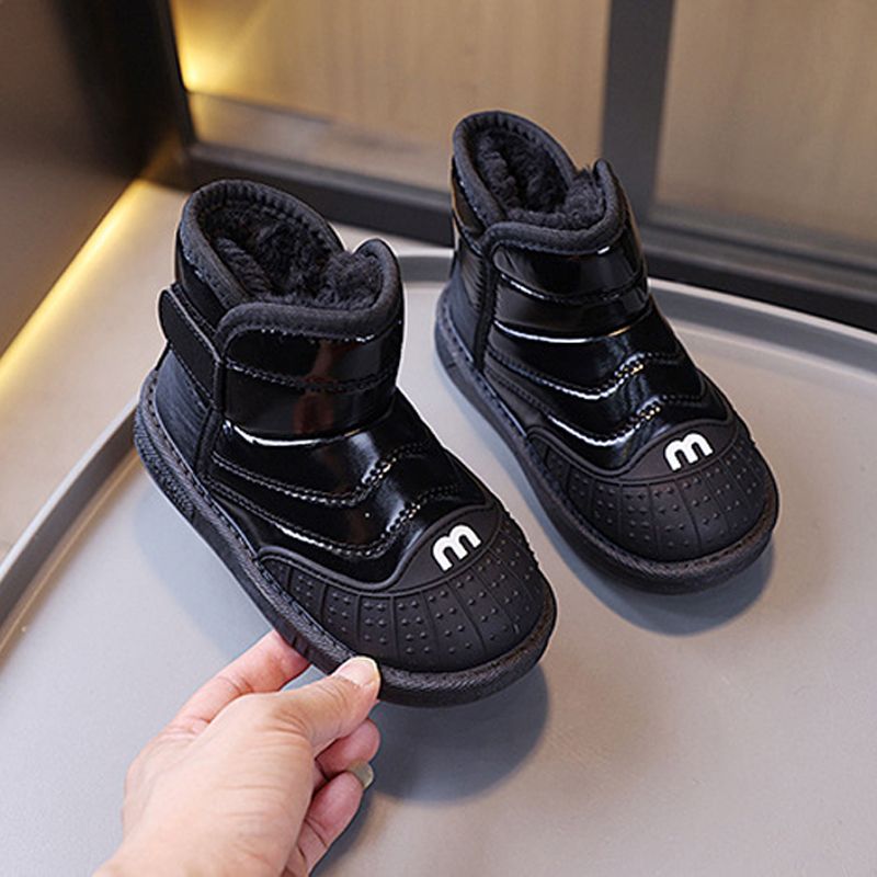 Winter Kids Boots Youth Cotton Shoes Fashion Kidsnest Boys Girls Ankle Boots Soft Bottom Warm Student Boot Silver Black Pink Sizes US 9C-5Y