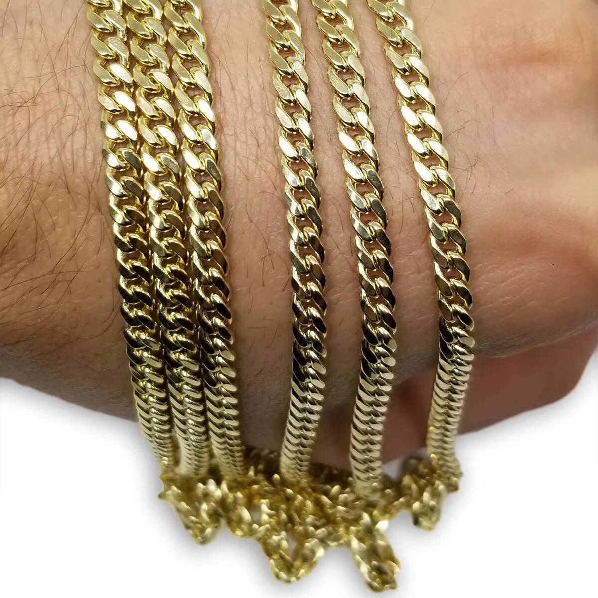 Wholesale 14K 18K Gold Filled Cuban Link Chain Bracelet Iced Out Hip Hop Necklace Fine Jewelry Men Women