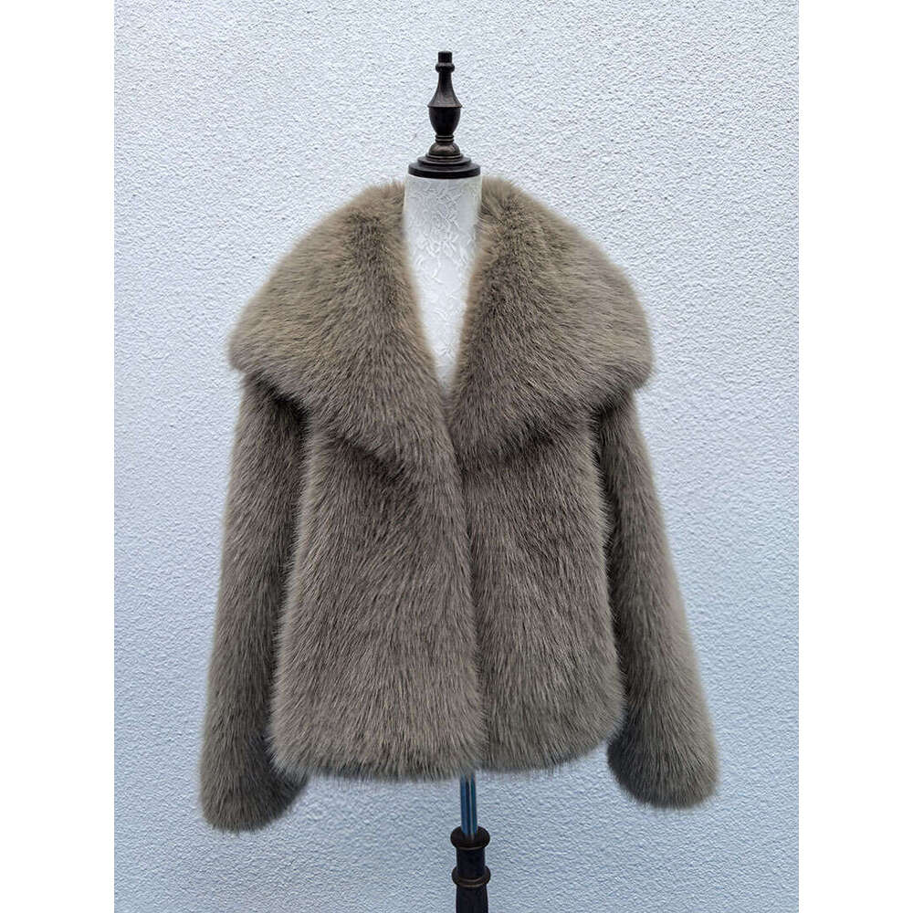 Fur big collar artificial fur coat fashionable imitation fox fur fur coat fluffy plush women's clothing
