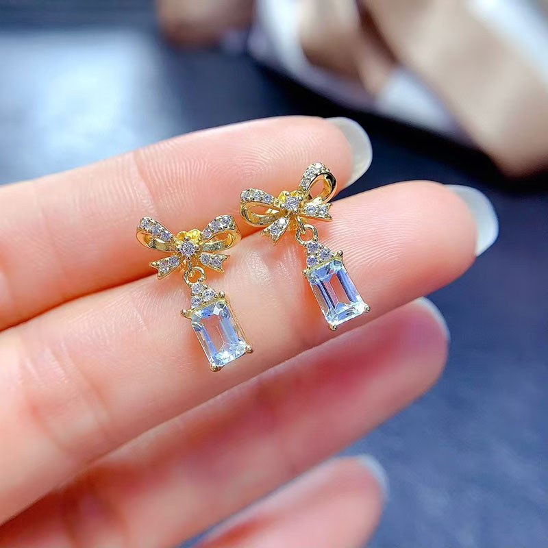 925 silver jewelry set natural topaz jewelry set genuine topaz pendant and earrings 18K gold plated gemstone jewelry for wedding