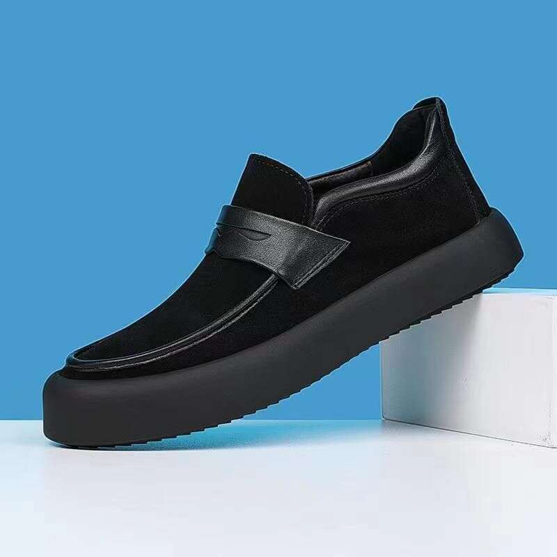 Spring Genuine Versatile Trendy Fit Casual Leather Men's Bean Shoes: One Step Lazy Lefu Shoes