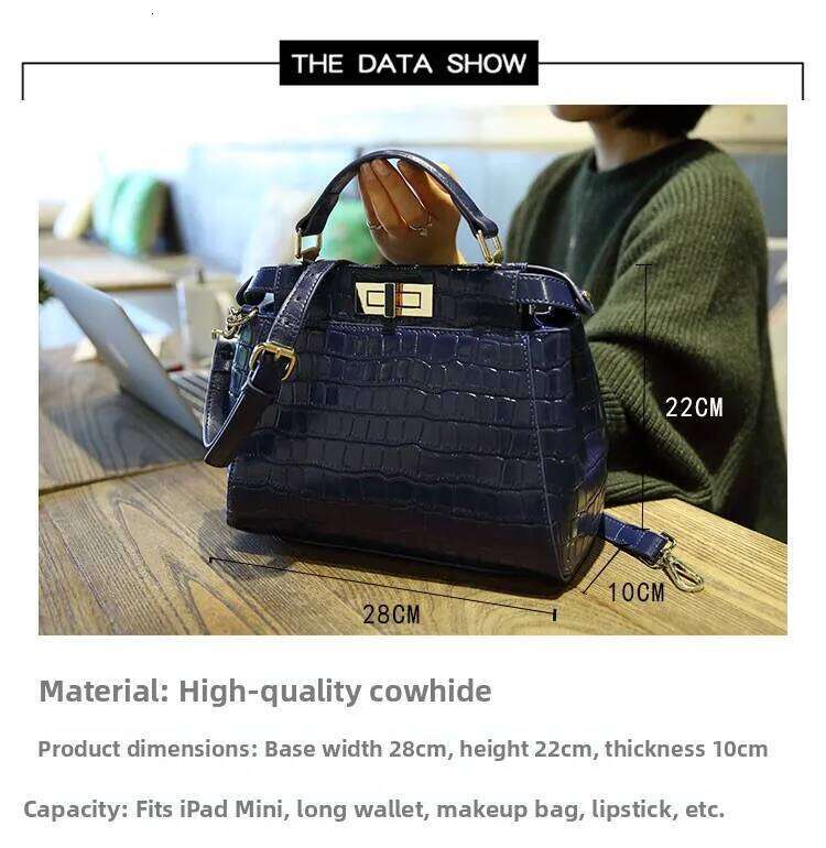 Faionable Commuter Oulder Crossbody Bag Classic Cowhide Genuine Leather Printed Pattern Handbag