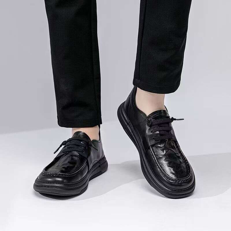 Crooked Shoes For Men, 2025 Autumn New Item, Versatile Business Casual Leather Men's Shoes, Thick Soled Loafers