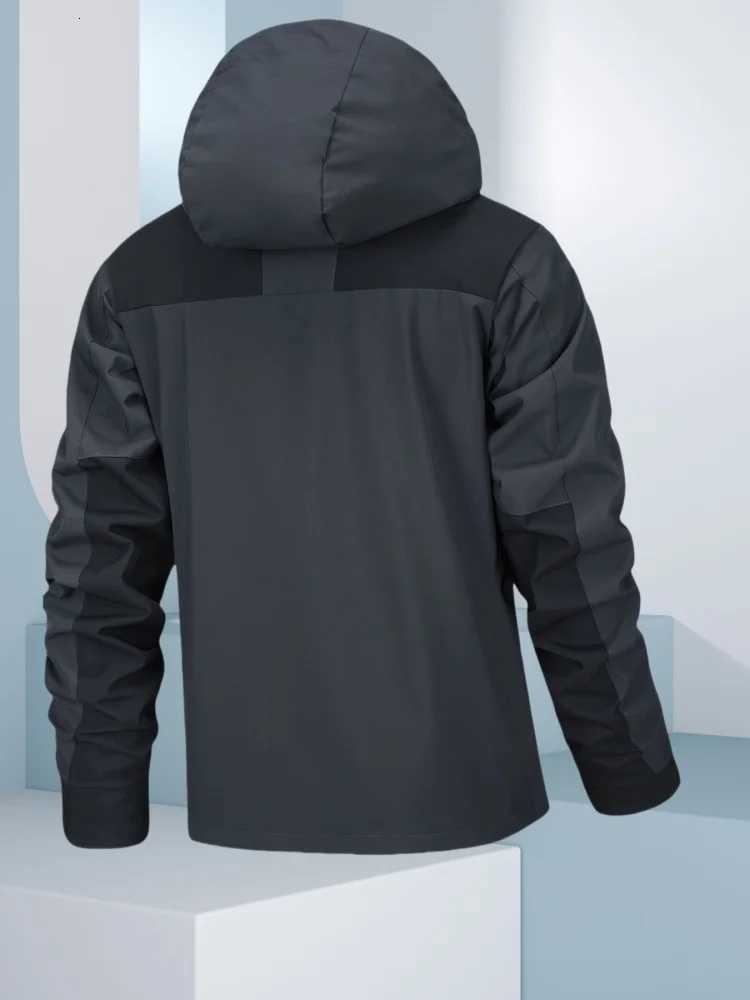 2025 Autumn Spring Mens Oversize Clothing Casual Waterproof Windbreaker Jacket Full Zip Up Hooded Outdoor Hiking Coat Men W250815