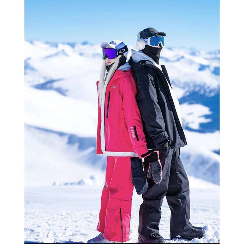 S-3XL Plus Size Men Womens Loose Fit Waterproof Ski Snowboard Snowsuit Jacket Coat with Pants Two Pieces Set Winter Clothing