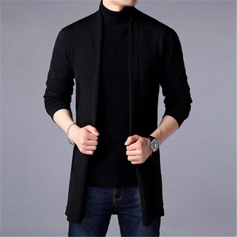 Men's Long Knit Cardigan - Oversized Pocket Sweater | Minimalist Top Coat For All Seasons