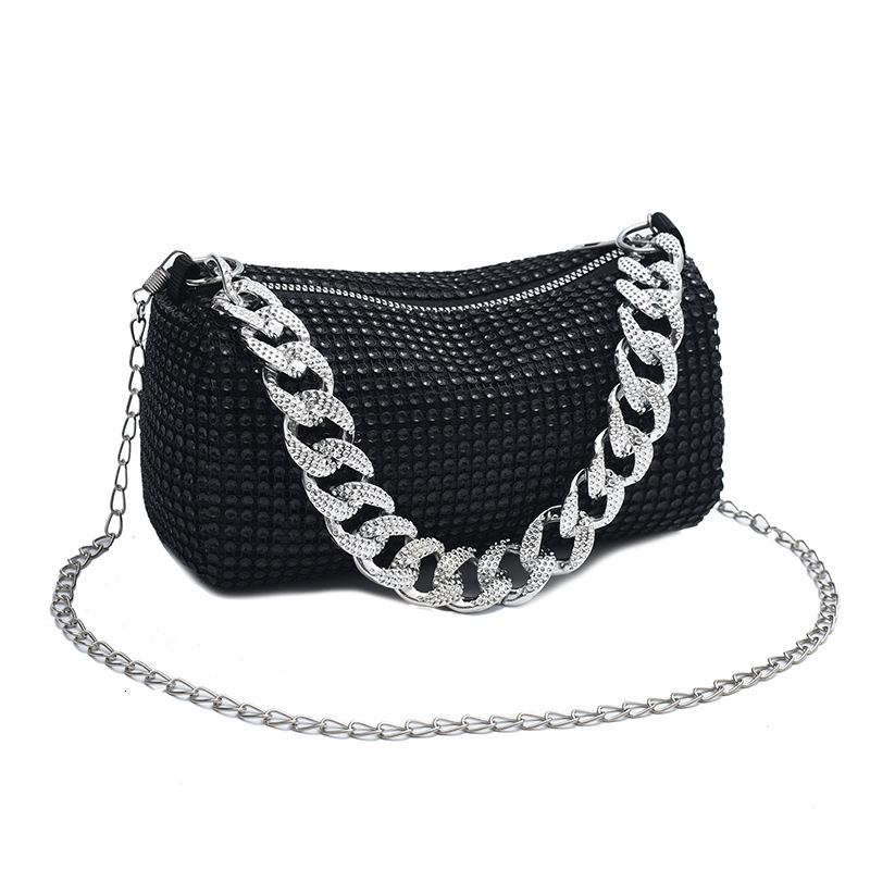 Autumn New Women's Shoulder Bag Rhinestone Women's Bag New Banquet Bag Textured Chain Rhinestone Women's Crossbody Bag Autumn New Desig