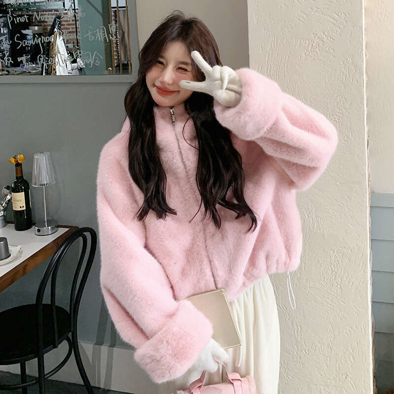High Quality Fur Coat Women New Autumn Winter Thick Hooded Outwear Imitation Rabbit Mink Plush Jacket Short Overcoat Female