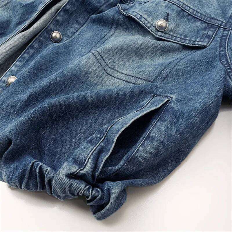 Spring Autumn Vintage Blue Big Pocket Denim Women Cowboy Outerwear Chaquetas Mujer Elastic Waist Jeans Jacket Coat Female