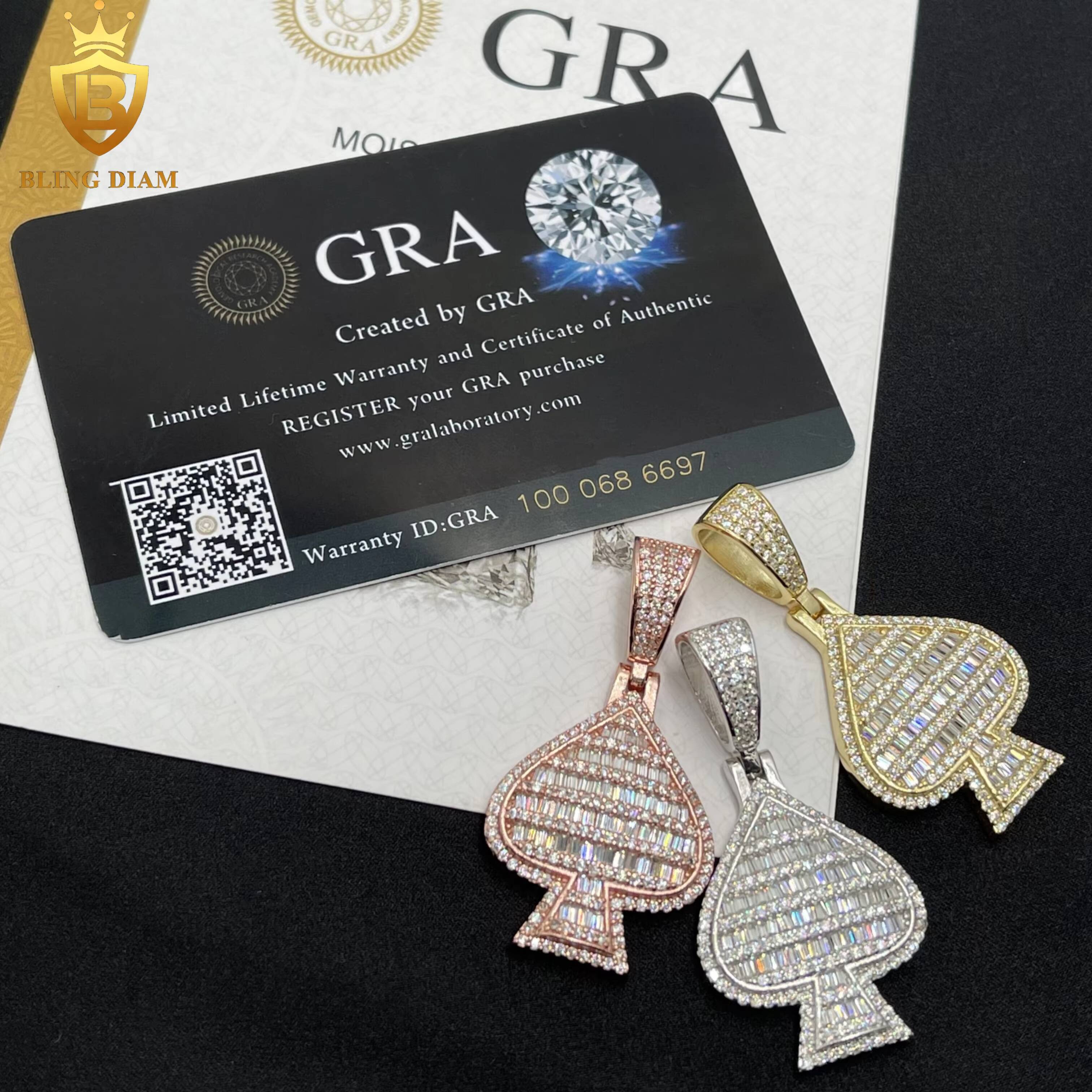 Iced Out Jewelry 925 Sterling Silver VVS Moissanite Pass Diamond Tester Heart Shape Pendant Necklace