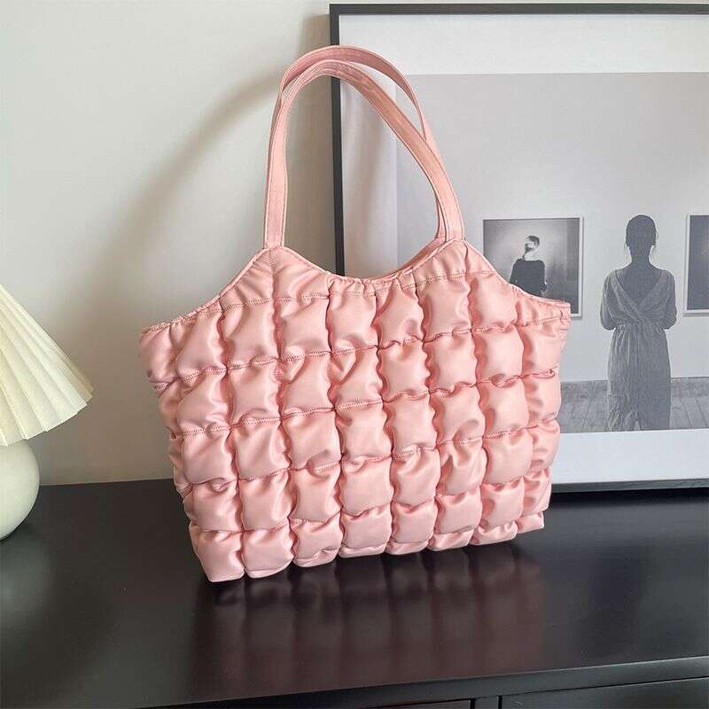 OLOEY Large Capacity Cloud Fold Foreign Trade New Embroidery Thread Fashion Portable Puff Bag Commuting Shoulder Women S Tote