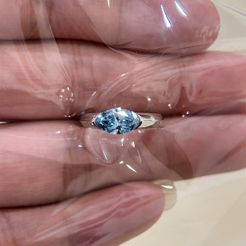 S925 Sterling Silver Ring with Genuine Blue Diamonds for Women - Elegant & Unique Jewelry