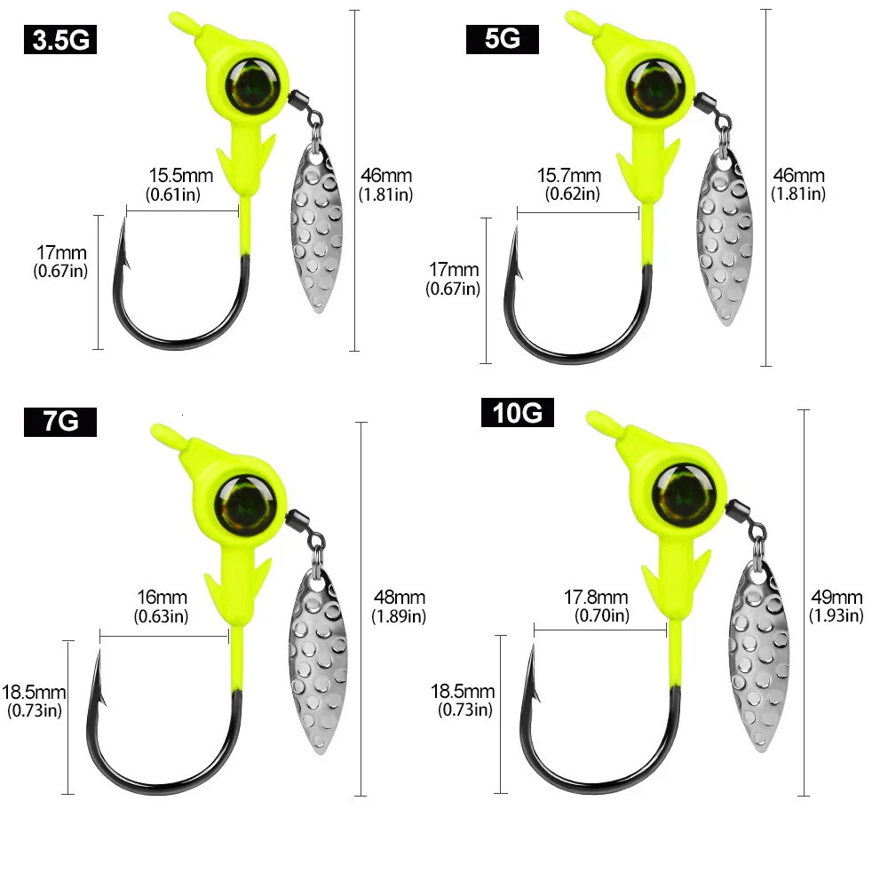 3pcs Jig Head Hook 35g 5g 7g 10g Fishing Rotating Sequins Lure Metal Spoons Hard Baits For Soft Worm Tackle 250807