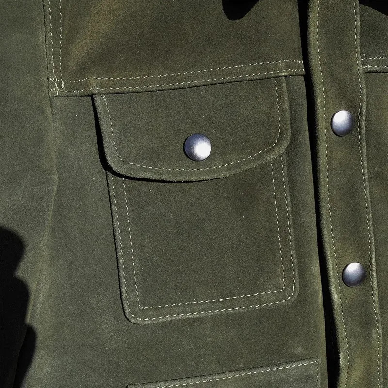 YRWholesales. Men Real Suede leather casual jacket.genuine leather slim coat.sales quality cowhide cloth.Plus size 250808