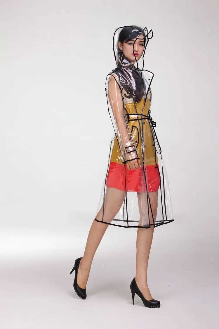 EVA Transparent With Belt Biker Raincoat Outdoor Hiking Ladies Ponch Waterproof Adult Men Women Clear Plastic Rain Coat Y250814