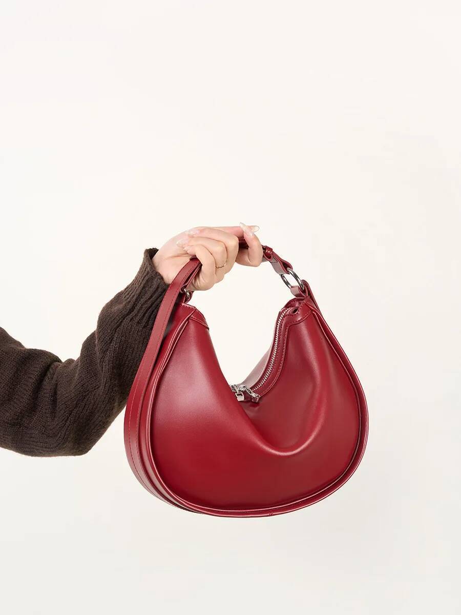 100% Genuine Leather Crescent Handbag Women 2025 New Simple High Quality Shoulder Crossbody Bag Commuter