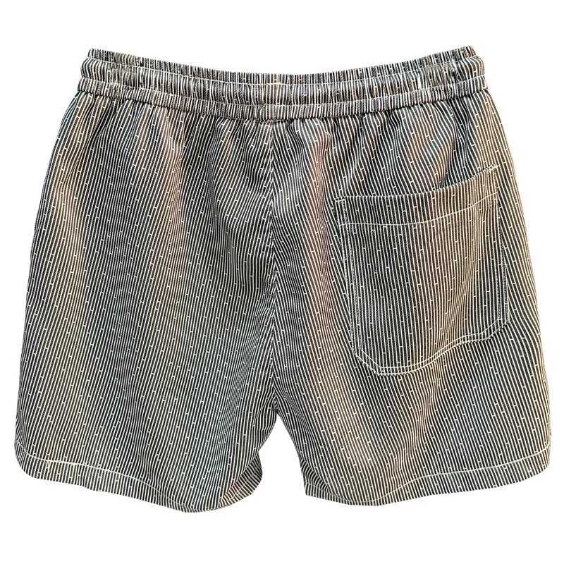 2025 Summer New Mens Beach Shorts Striped Printed Casual Trendy Sports Breathable Elastic Quarter Pants Y250814