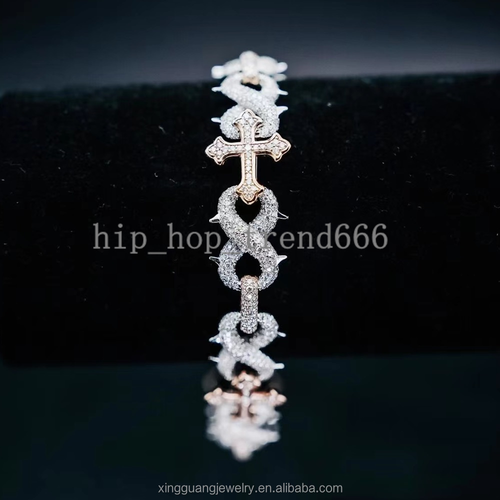 Custom 15mm Infinite Chain Passed Diamond Tester Cuban Link Chain S925 Silver VVS Moissanite Hip Hop Necklace Link