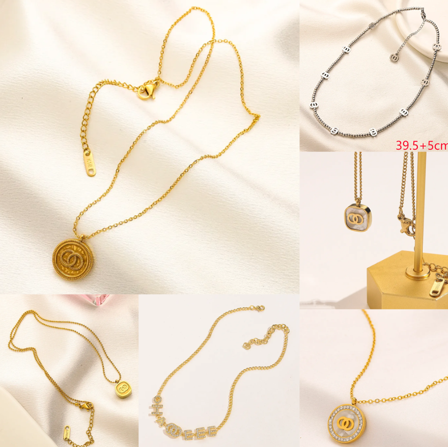 18k Gold Plated Women Luxury Stainless Steel Pendant Necklace Geometry Designer Jewelry