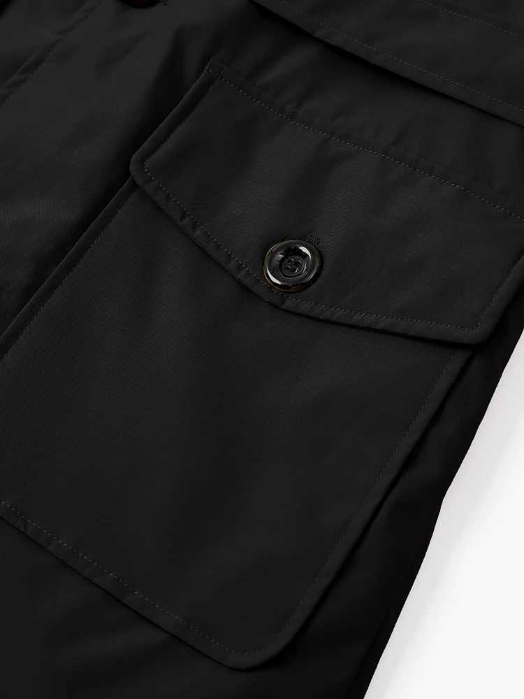 EU Size Mid-Length Single-Breasted Trench Coat Men Black Classic Elegant Windbreaker Stylish Loose Windproof Mens Jacket Outerwear W250815