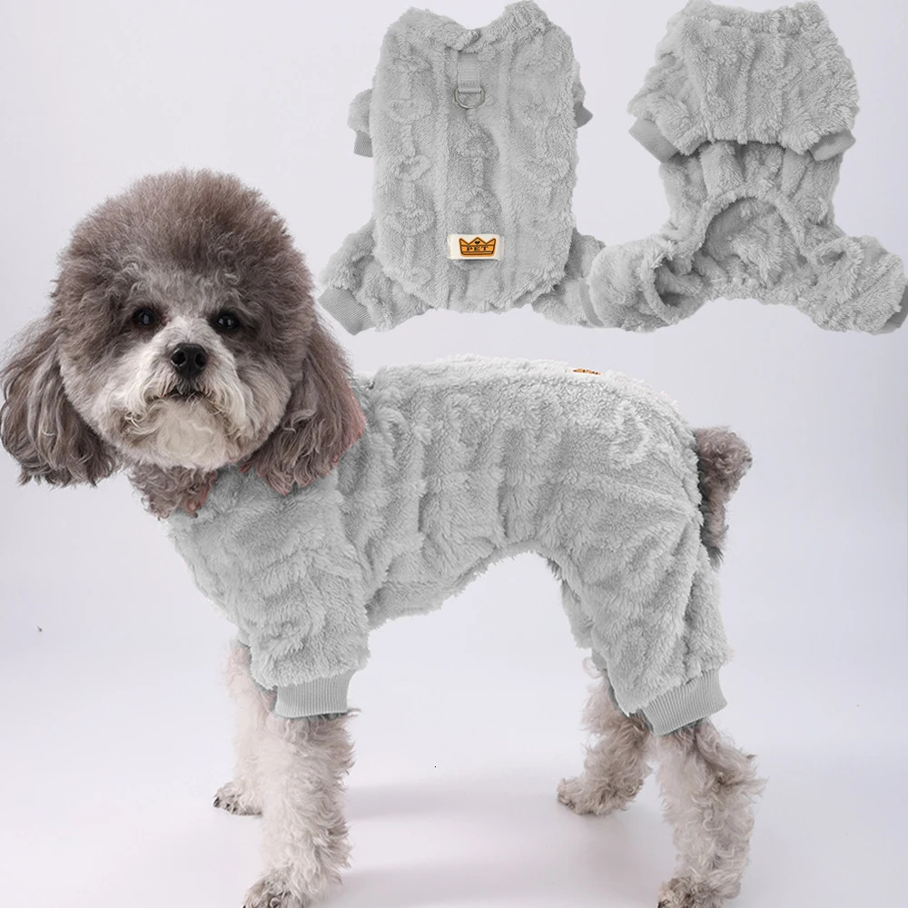 Winter Fleece Warm Dog Cloth Soft Cozy Puppy Jumpsuit Plush Dring Overall For Small Medium Pet Vest Coat for Cat 250814