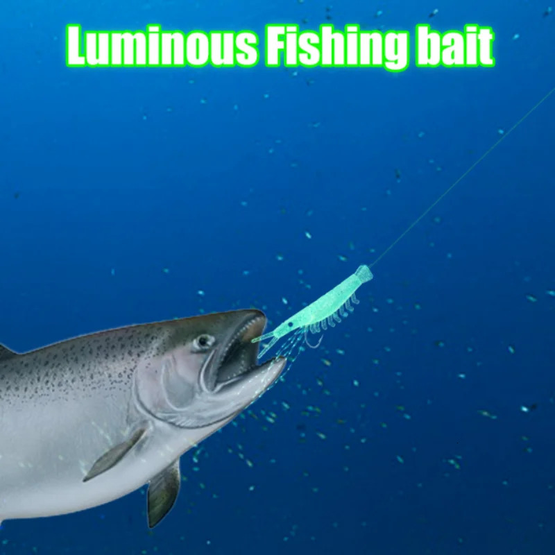 5pcslot Simulated Fish Skin String Hooks Sabiki Rig for Sea Luminous Soft Shrimp Fishing Hook Lure Bait Tackle Accessory 250807