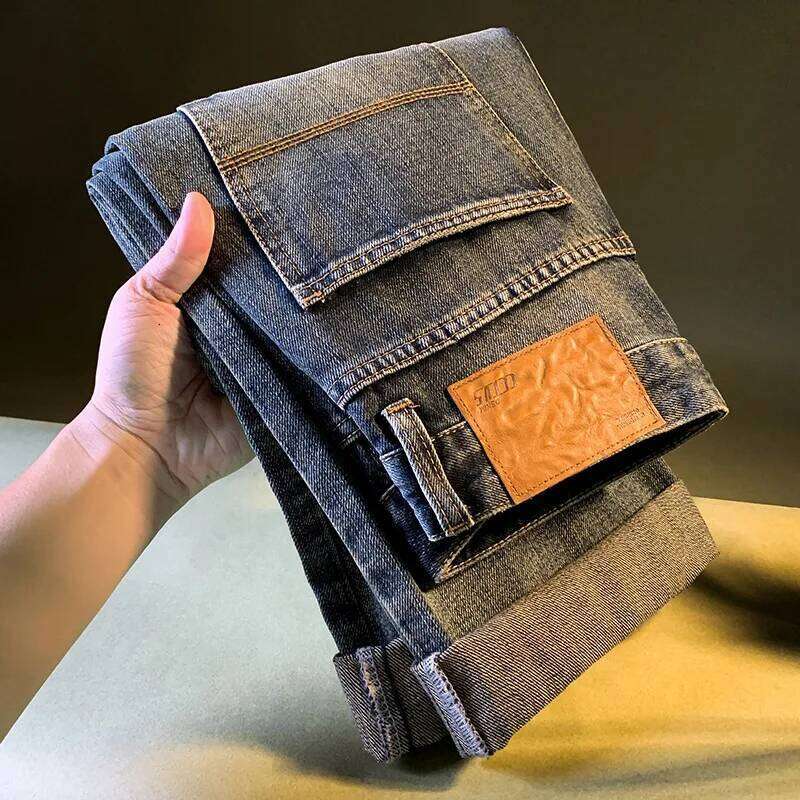 High end retro washed denim jeans for men in autumn 2025, new men's clothing Korean version straight tube loose and soft pants