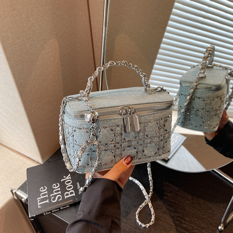 European And American Ins Personalized Women's Hot Diamond Mini Handbag Free Shipping Designer Chain Shoulder Crossbody Bag Small Fragrance Box M