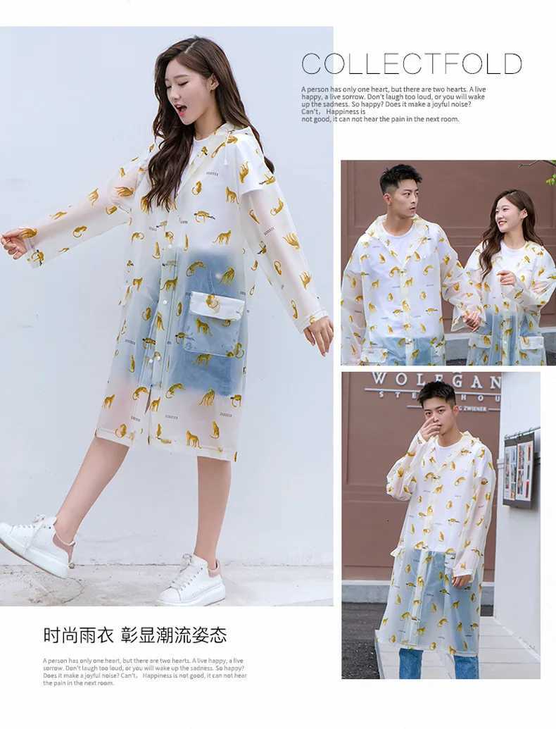 Transparent Raincoat Rain Coats Long Big Size Cloak Poncho Women Mens WaterPROof Cute Cartoon Printing CLEar Rain Cover Y250814