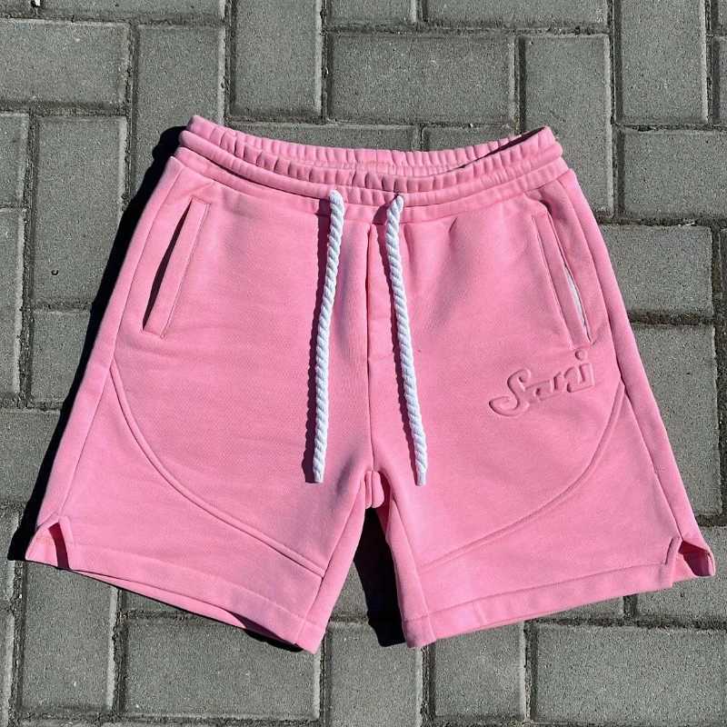 Letter Embossed Solid Shorts for Men Clothing Pink Hip Hop Vintage Sweatpants Men Shorts Casual Fashion Unisex Gym Baggy Pants Y250814