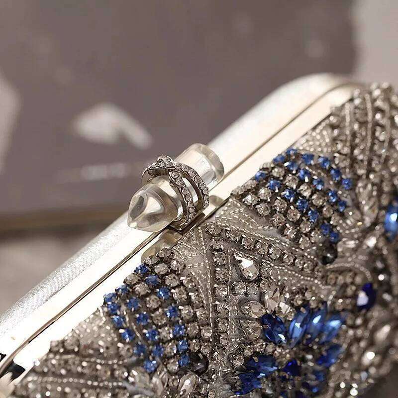 Designer bag 52 Women Party Blue Evening Wedding Purse Crystal Chain Shoulder Bag High Quality Rhinestone Female Clutch