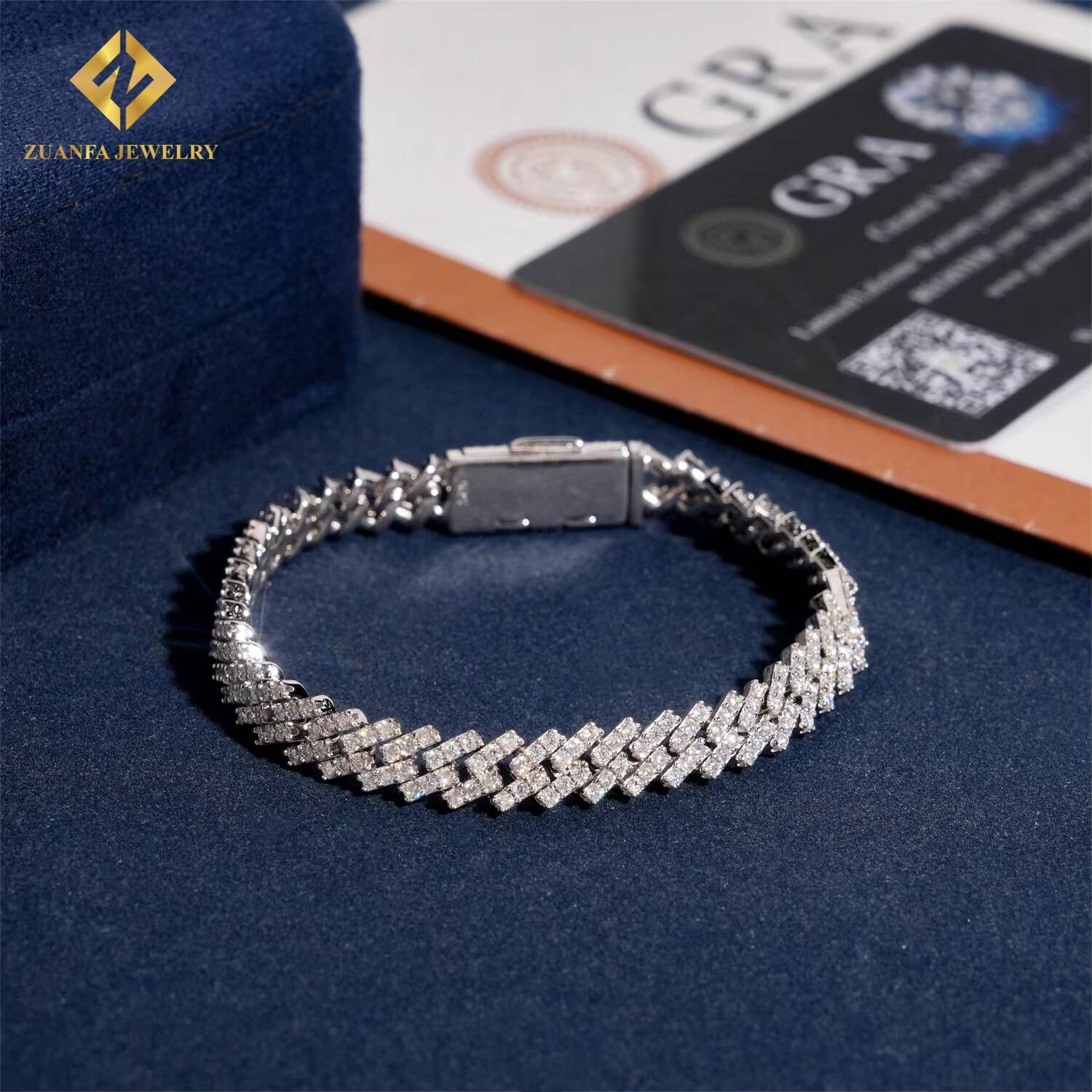 Custom 7mm Hip Hop Jewelry Pass Diamond Test Iced Out VVS Moissanite Cuban Link Chain 925 Sterling Silver Cuban Necklace