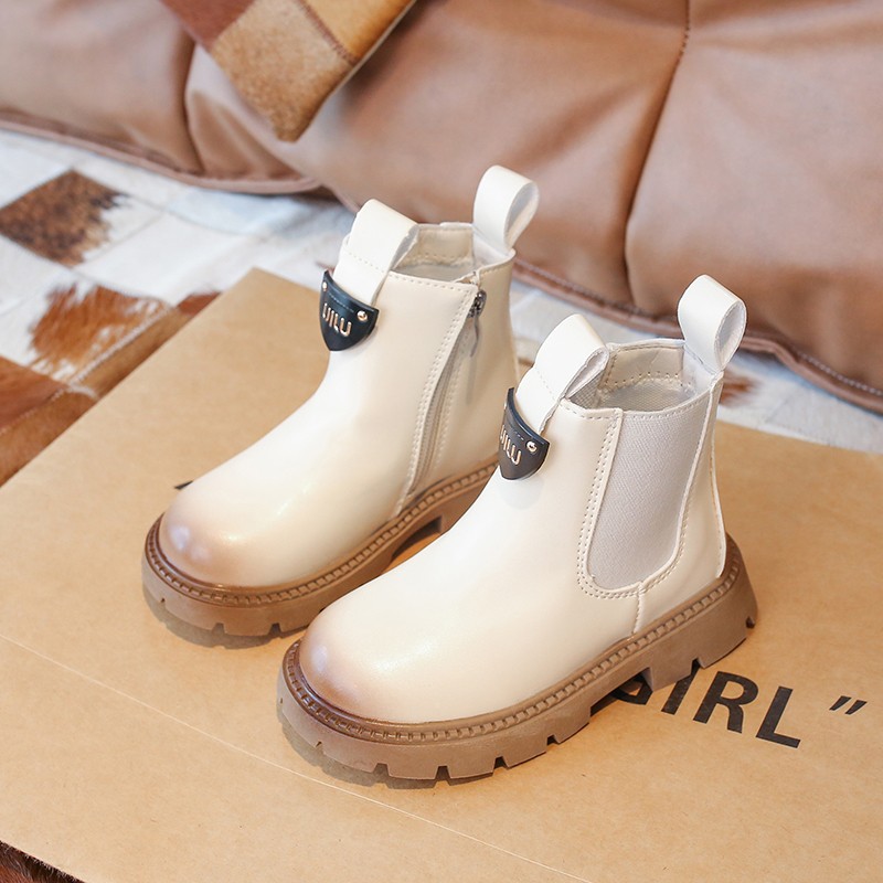 Outdoor New Girls Martin Boots Athletic SpringAutumn Childrens Boots HighTop Fashion Short Boots Single Boots For Middle And Older Girls With Fleece L