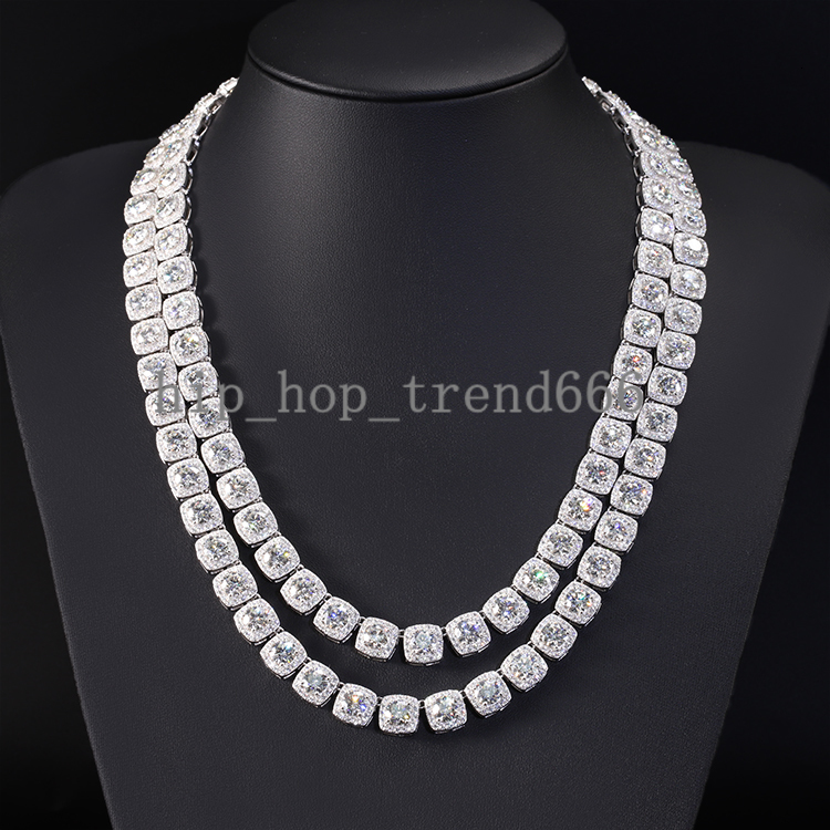 New Design Jewelry 8mm 10mm 12mm Wide 925 Solid Silver D/VVS Moissanite GRA Certificate Tennis Link Chain for Mans Necklace