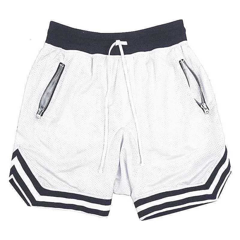 Mens zippered pocket drawstring shorts sportswear breathable quick drying comfortable loose fitting color matching shorts Y250814